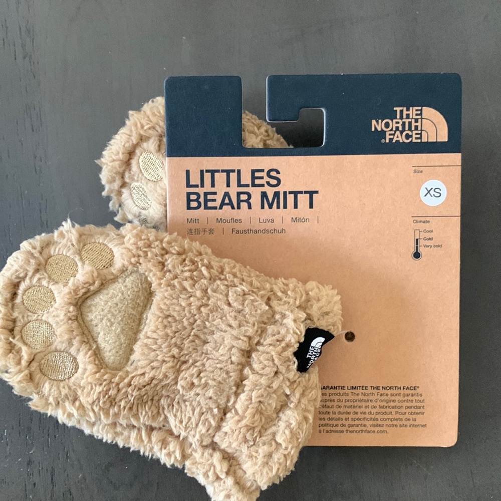 Cute never worn tags on north face baby mittens